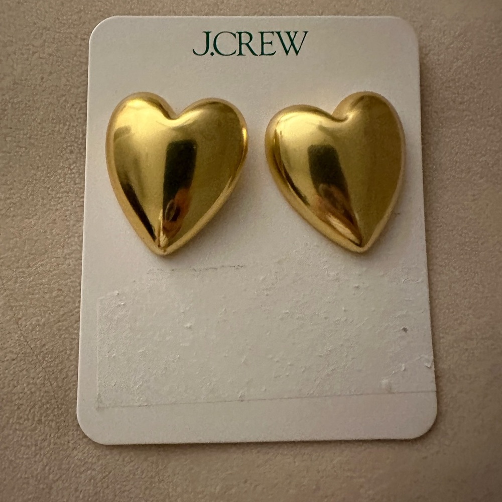 J. Crew Shiny Gold Heart Earrings